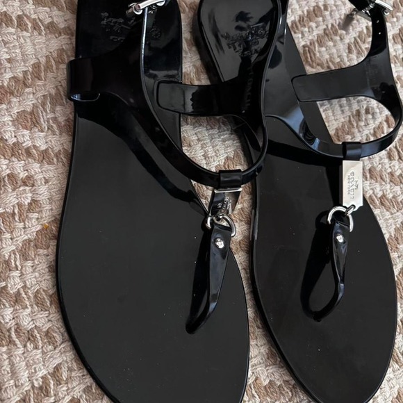 Coach Black Jelly Sandals w/ Hangtag | Sz 9 - Picture 1 of 3